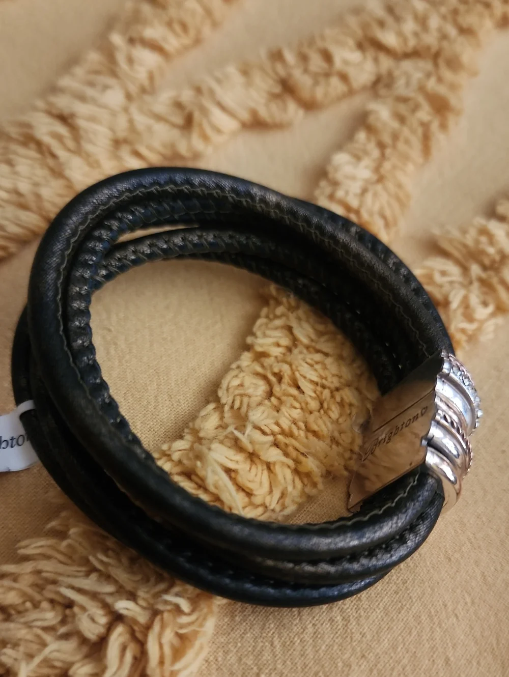New Brighton Neptune's Rings Leather Bracelet with Crystals
